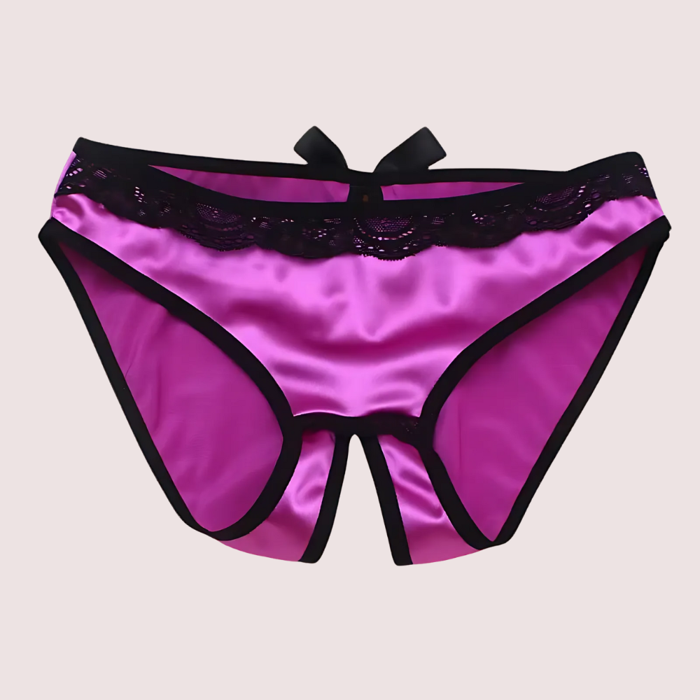 Parisian Temptation Silk &amp; Lace Crotchless String Gift Set